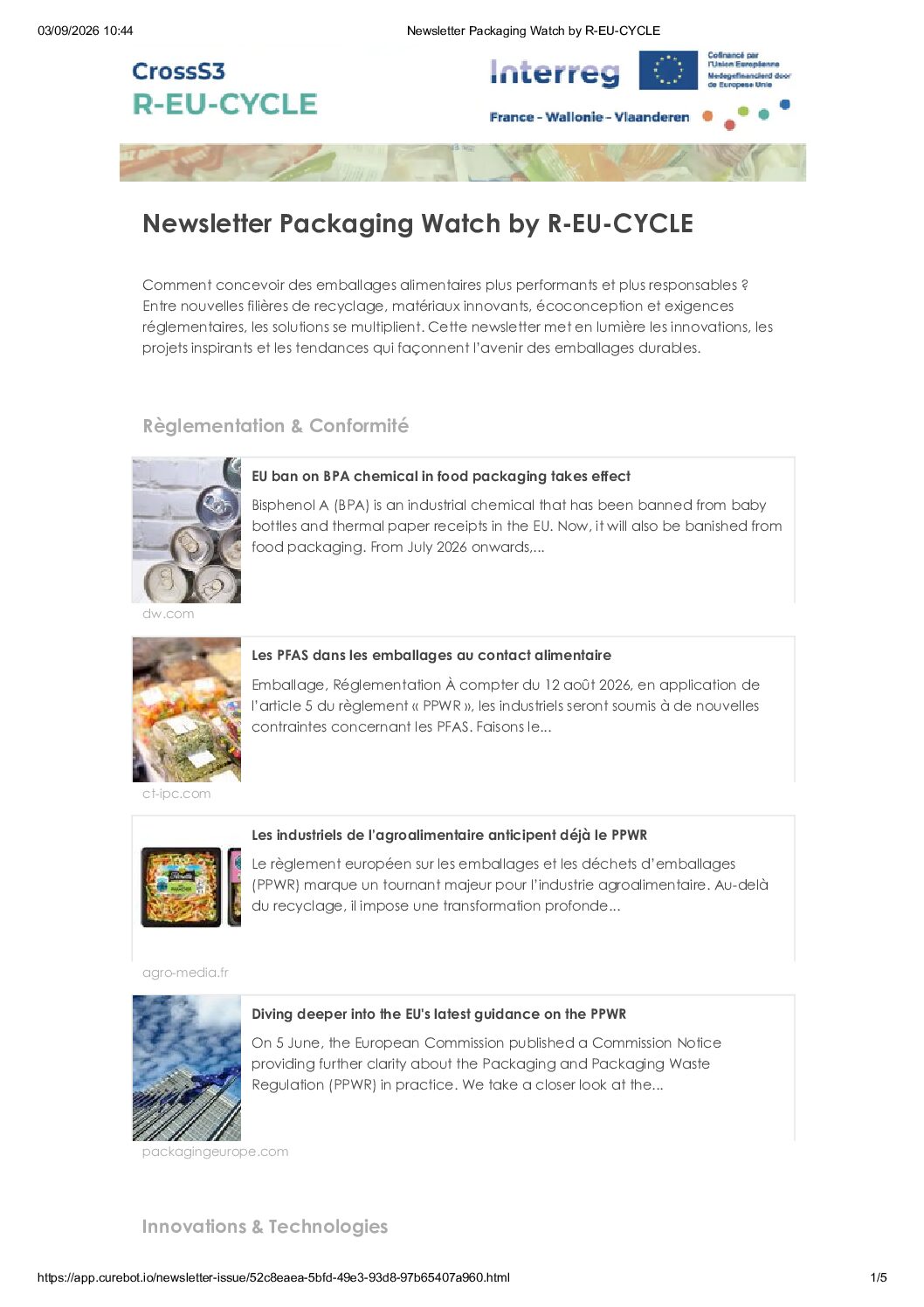 Newsletter packaging WATCH